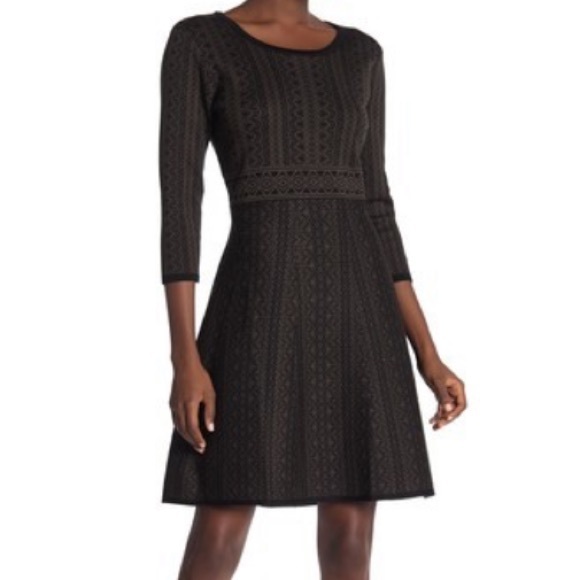 nina leonard geometric print sweater dress